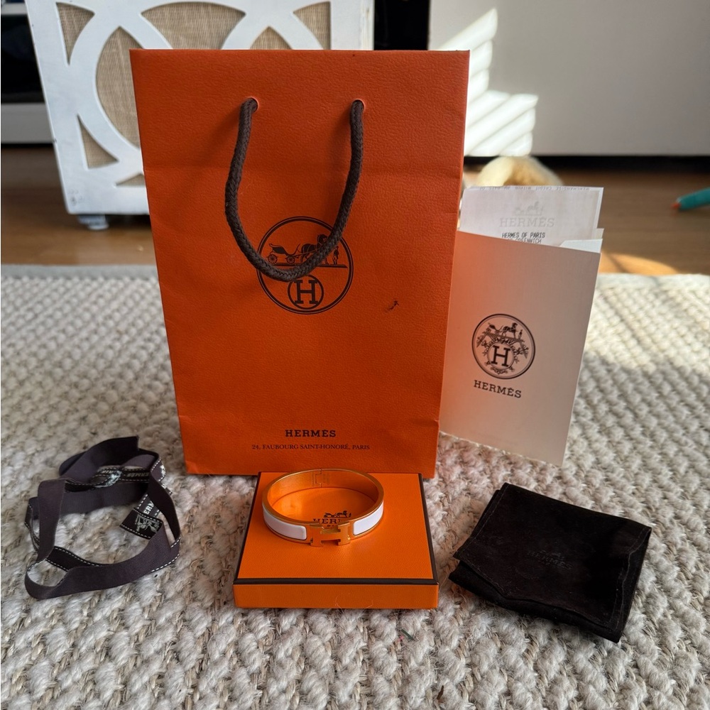 Hermès White Clic Clac Bracelet